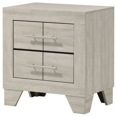 Rustic Cream 2-Drawer Nightstand, MDF Wood Side Table with English Dovetail Drawers