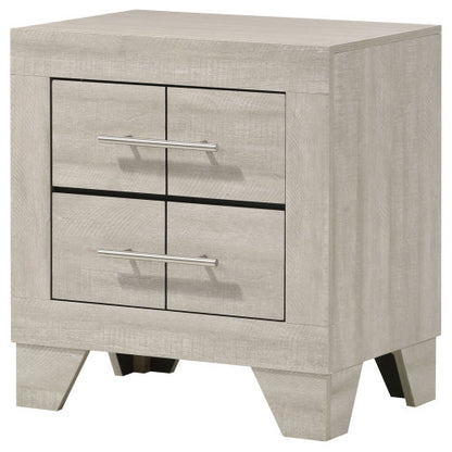 Rustic Cream 2-Drawer Nightstand, MDF Wood Side Table with English Dovetail Drawers