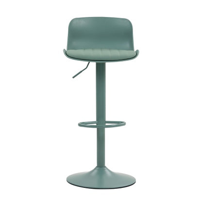 Bar Stools Set of 2 - Height Adjustable Swivel Counter Height Barstools with Back, Armless PU Leather Kitchen Island Chairs, Sturdy Large Base for Home/Bar/Restaurant-Mint Green
