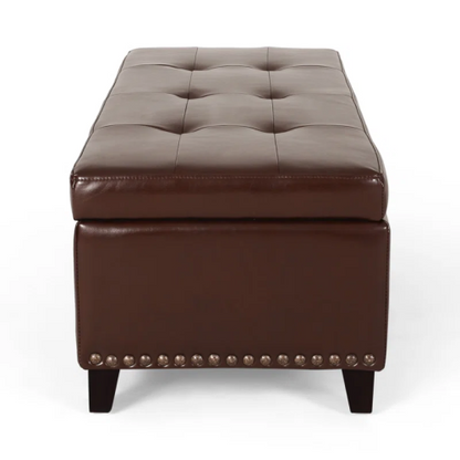 Ottoman with Storage, 51 Inch Large Ottomans Storage Bench, Upholstered End of Bed Bench with Hinged Lid, Long Foot Rest Stool for Living Room Bedroom