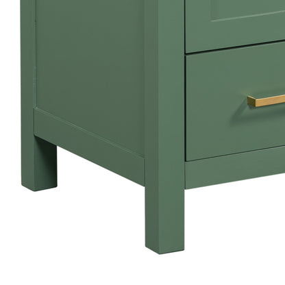 30 Inch Green Bathroom Vanity with Single Sink, Combination Under Counter Sink, Bathroom Storage Cabinet with 2 Doors and a Drawer, Soft Closure, Multifunctional Storage(WF324043)
