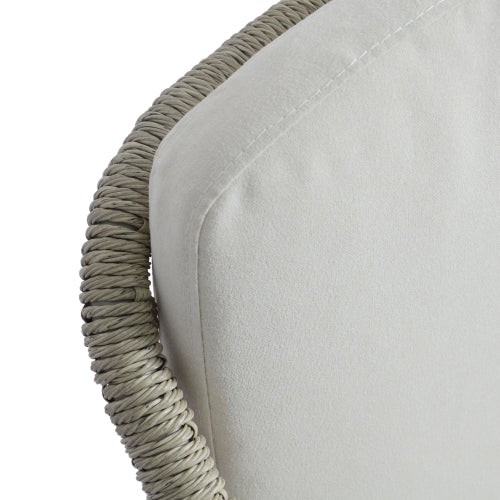 Outdoor Dining Chair Set of 2, Wicker Rattan Woven Patio Chairs, Outdoor Armchair Seating for Patio Backyard Poolside Balcony, Waterproof seat and cushion, Grey+Beige