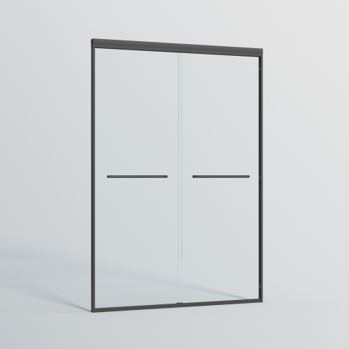 44-48 in. W x 72 in. H Double Sliding Shower Door, Semi-frameless Bypass Bathroom Sliding Door with 1/4" (6mm) Tempered Glass for Walk-in Shower, Matte Black 24D03-48MBX