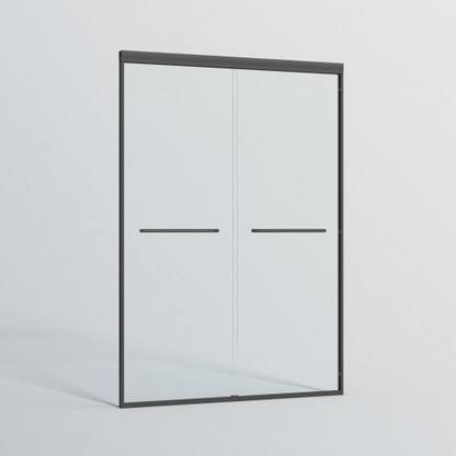 44-48 in. W x 72 in. H Double Sliding Shower Door, Semi-frameless Bypass Bathroom Sliding Door with 1/4" (6mm) Tempered Glass for Walk-in Shower, Matte Black 24D03-48MBX