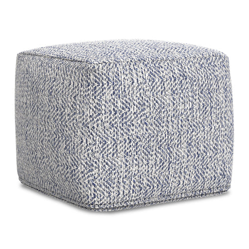 Nate 18 Inch Square Pouf Ottoman Handwoven Cotton Floor Cushion Accent Stool
