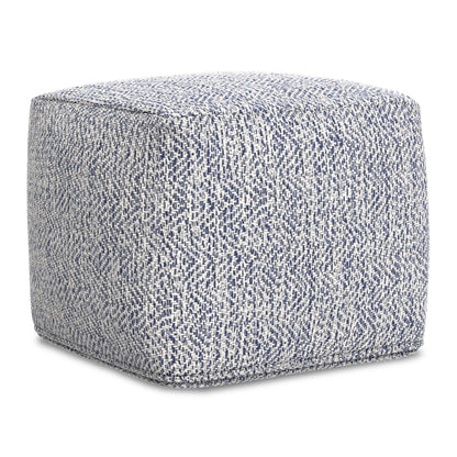 Nate 18 Inch Square Pouf Ottoman Handwoven Cotton Floor Cushion Accent Stool