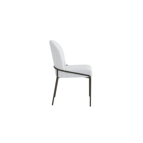 Modern Dining Chairs Set of 2, Light Grey Polyester Upholstered Chairs with Bronze Iron Frame