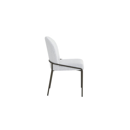 Modern Dining Chairs Set of 2, Light Grey Polyester Upholstered Chairs with Bronze Iron Frame