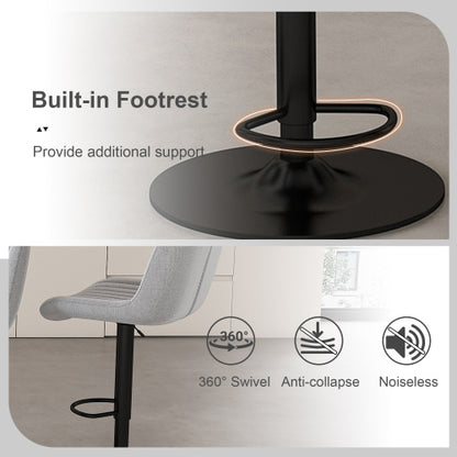 Swivel Bar Stools with Adjustable Height (35.03-43.7 Inches), Backrest, and Soft Knit Fabric - Ideal for Kitchen Island, Bar Counter, Dining Room, Grey(Set of 2)