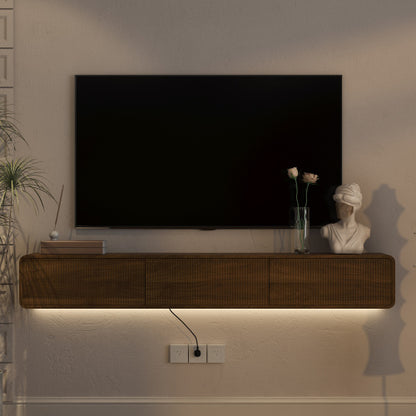 69 Inch Wall Mount Floating LED TV Stand 16 RGB Lights Thickened Board for 55-65 Inch TVs