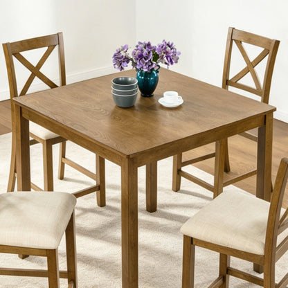34.5inch Oak Square Counter Height Dining Table for 4, Small Space Kitchen Table