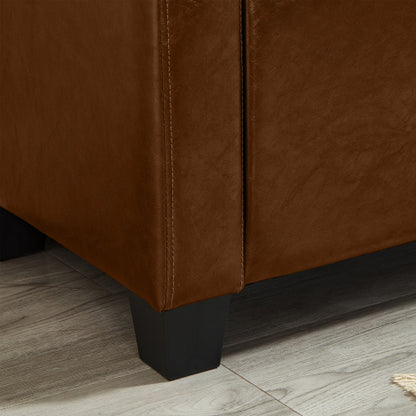 Brown Tufted PU Faux Leather 48 inch Storage Ottoman Bench, Entryway & Bedroom Shoe Bench