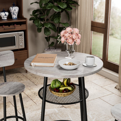 3 Pieces Round Bar Table Set, with backrest and partition,Small Dining Table for 2, Breakfast Table 2 Stools for Kitchen, Dining Room