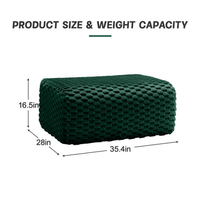 Green Flannelette Modular Ottoman, Pre-Assembled Upholstered Stool with Ergonomic Curved Armrest