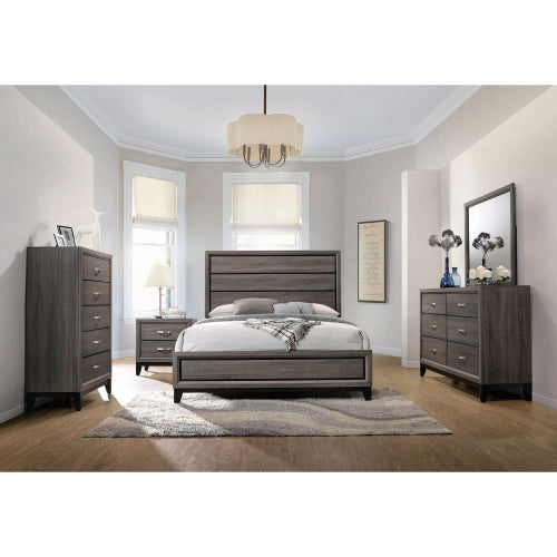 Grey Oak 2-Drawer Nightstand, Modern Bedside Table with Storage Drawers for Bedroom