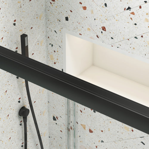 Bathtub Bypass shower door, sliding door, with 1/4" tempered glass and Matted black finish 56"-60"x58"