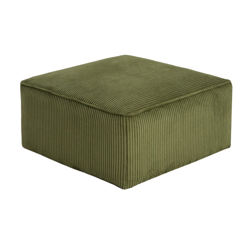 Olive Green Corduroy Square Ottoman with Foam Cushion