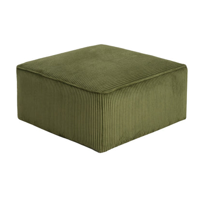 Olive Green Corduroy Square Ottoman with Foam Cushion