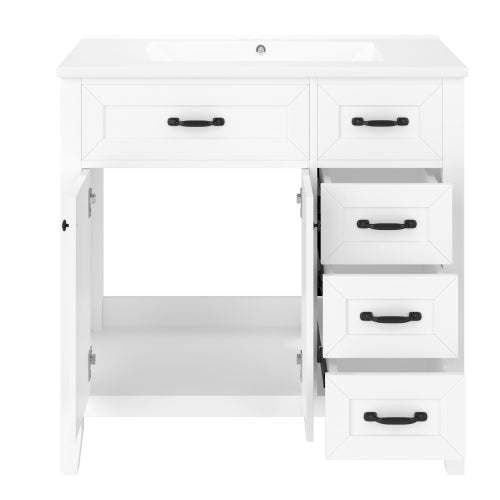 36" Bathroom Vanity with Sink Combo, White Bathroom Cabinet with Drawers, Solid Frame and MDF Board (Old Sku:JL000007AAK)