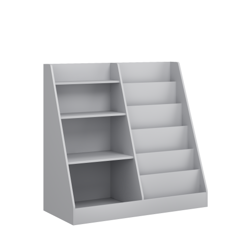 Gray 4-Tier Kids MDF Bookshelf, Multi-use Toy & Book Storage Unit for Nursery Playroom Bedroom