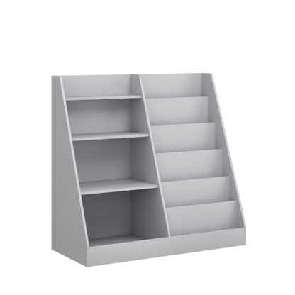 Gray 4-Tier Kids MDF Bookshelf, Multi-use Toy & Book Storage Unit for Nursery Playroom Bedroom