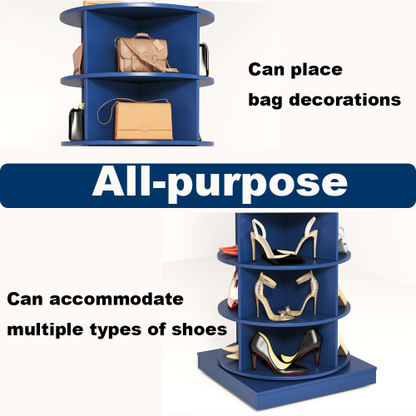 Blue 7-Layer 360 Degree Rotating Shoe Cabinet Large Capacity Family Space Saving Multi-Functional Shoe Storage Rack