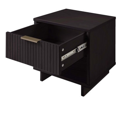 Black Solid Wood Glam Nightstand