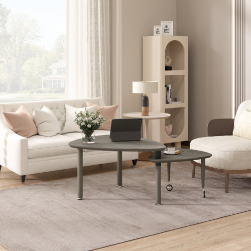 360°Rotatable Coffee Table, Grey Oak Veneer