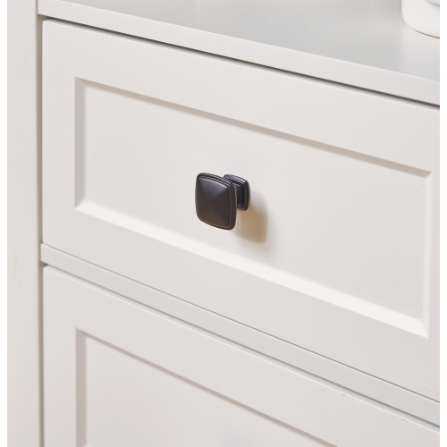 White Farmhouse Nightstand with Charging Station