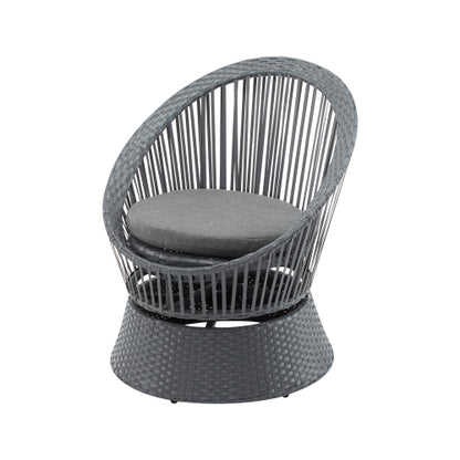 26.7" Modern Gray Swivel Wicker Lounge Chair with Rattan and Iron Frame, Featuring a Stylish Round Design, Perfect for Living Room