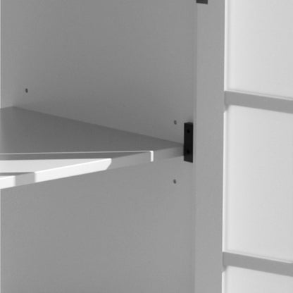 30" Modern Bathroom Vanity with Ceramic Sink, Bathroom Vanity Cabinet with Tempered Blurred Glass and Matte Black Handles, Equipped with Large Storage Space and Rubber Wood Frame, White