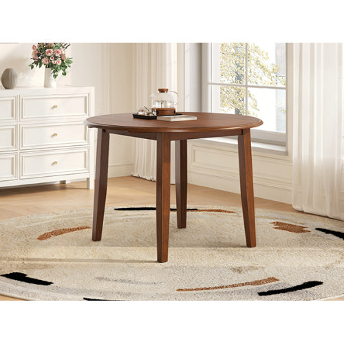 Extendable Round Dining Table for 2-4 People, Folding Wood Dining Table with Adjustable Size, Space-Saving Design for Small Apartments and Dining Areas - BROWN