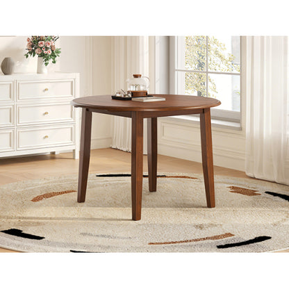 Extendable Round Dining Table for 2-4 People, Folding Wood Dining Table with Adjustable Size, Space-Saving Design for Small Apartments and Dining Areas - BROWN
