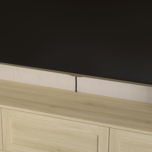 Wood Floating Wall Mount High Gloss TV Cabinet with 16 Color LED Lights & Built-in Power Ports