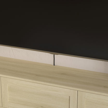 Wood Floating Wall Mount High Gloss TV Cabinet with 16 Color LED Lights & Built-in Power Ports
