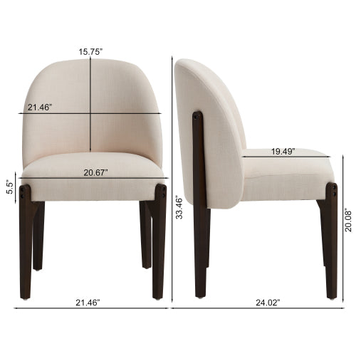 Wooden Dining Chairs Set of 2, Modern Fabric Upholstered Dining Room Chair Kitchen Chairs, Farmhouse Dinner Chair for Kitchen Dining Room