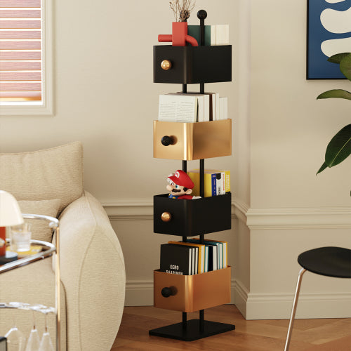Gold Corner Box Bookshelf Side Table Storage Rack