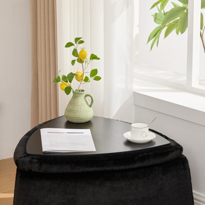 2-Piece Faux Fur Storage Ottoman Set with Metal Legs