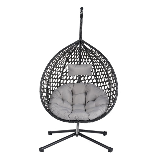U_STYLE Sturdy Hammock Chair with Stand,Durable Hanging Egg Chair with Rattan Weaving