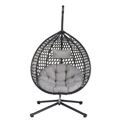 U_STYLE Sturdy Hammock Chair with Stand,Durable Hanging Egg Chair with Rattan Weaving