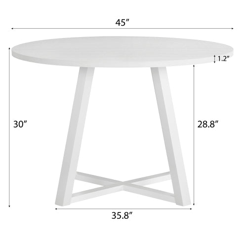 3-Piece Round Dining Set with Trestle Table and Boucle Chairs