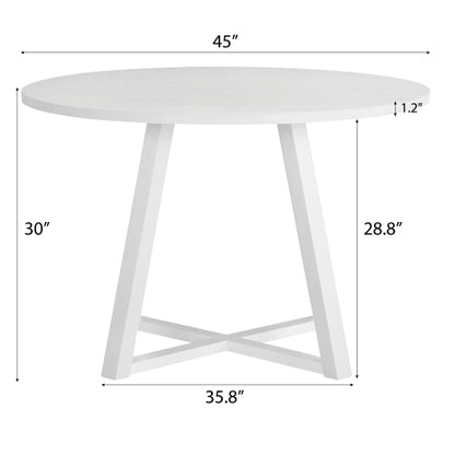 3-Piece Round Dining Set with Trestle Table and Boucle Chairs
