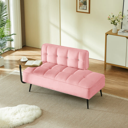 54-Inch Modern 2-Seater Velvet Loveseat Sofa with 360 degree  Rotating Side Table Space-Saving