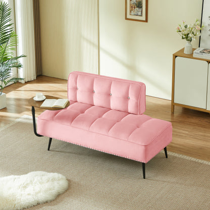 54-Inch Modern 2-Seater Velvet Loveseat Sofa with 360 degree  Rotating Side Table Space-Saving