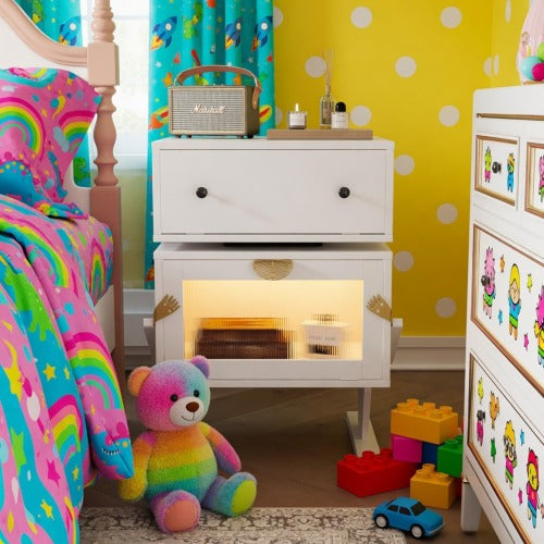 White Robot LED Nightstand