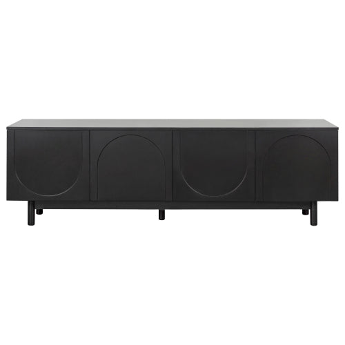 Modern 78 Inch TV Stand with Arch Cabinets Black Media Console