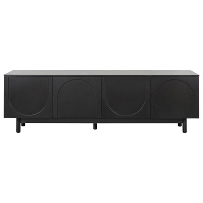 Modern 78 Inch TV Stand with Arch Cabinets Black Media Console