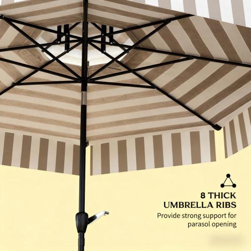 Outdoor Market Umbrella,Patio Umbrella,2-Tier Vented Patio Table Umbrella with Crank 8 Ribs,Tiltable Porch Umbrella,for Outdoor