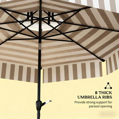 Outdoor Market Umbrella,Patio Umbrella,2-Tier Vented Patio Table Umbrella with Crank 8 Ribs,Tiltable Porch Umbrella,for Outdoor