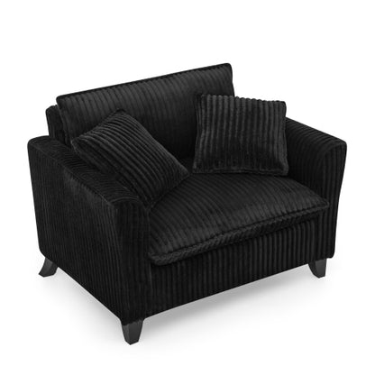 Black Retro Corduroy Ergonomic Lazy Single Sofa Chair with Dual Armrests